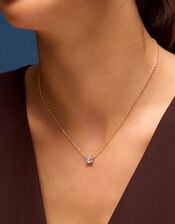 14ct Gold-Plated Cubic Zirconia Pendant Necklace, , large
