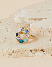 Eclectic Stone Circle Ring, Blue (BLUE), large
