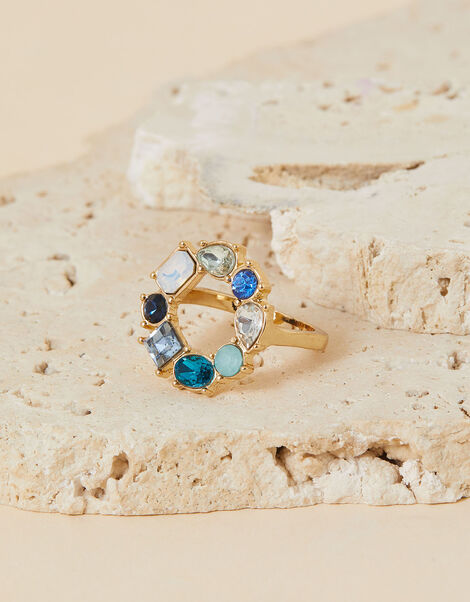 Eclectic Stone Circle Ring, Blue (BLUE), large