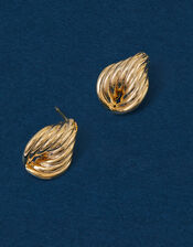 14ct Gold-Plated Rib Tapered Stud Earrings, , large