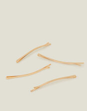 Long Curved Hair Slides 4 Pack, Silver (SILVER), large