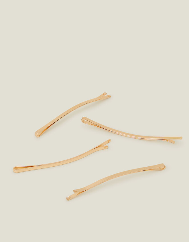 Long Curved Hair Slides 4 Pack, Silver (SILVER), large