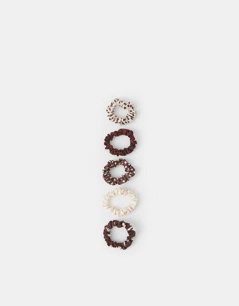 5-Pack Polka Dot Satin Hair Scrunchies, , large