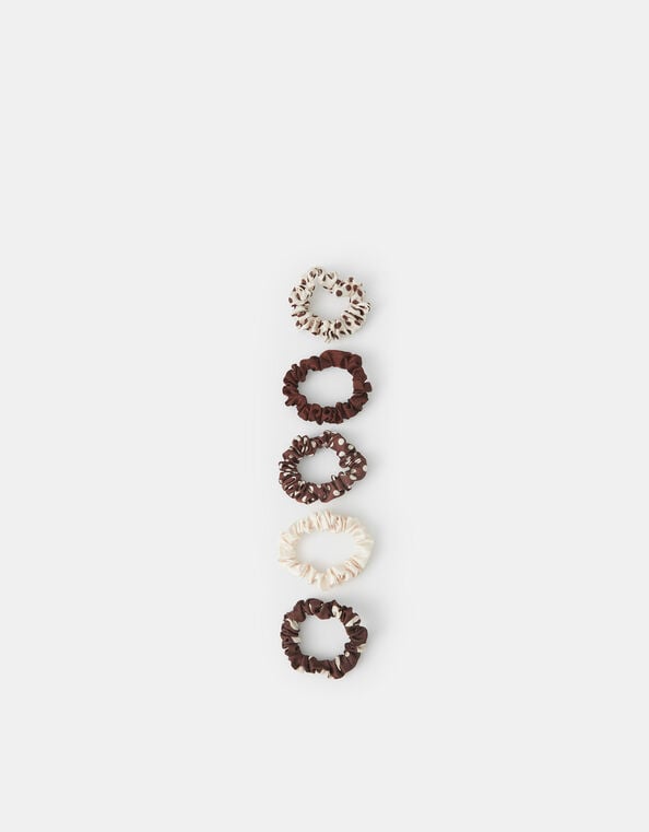 5-Pack Polka Dot Satin Hair Scrunchies, , large