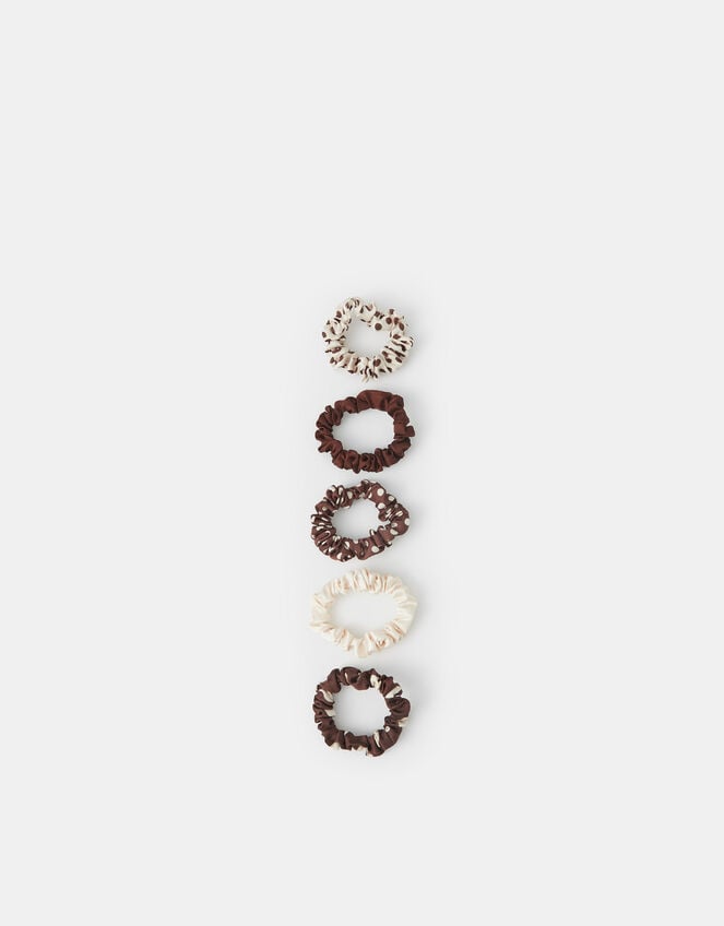 5-Pack Polka Dot Satin Hair Scrunchies, , large