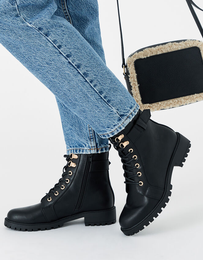 Lace-Up Boots, Black (BLACK), large