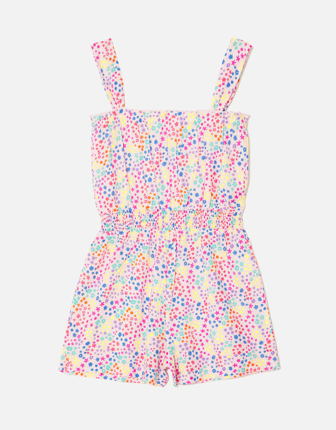 Girls Ditsy Floral Print Playsuit, Multi (BRIGHTS-MULTI), large