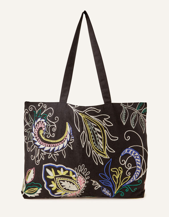 Paisley Embroidered Shopper Bag, , large