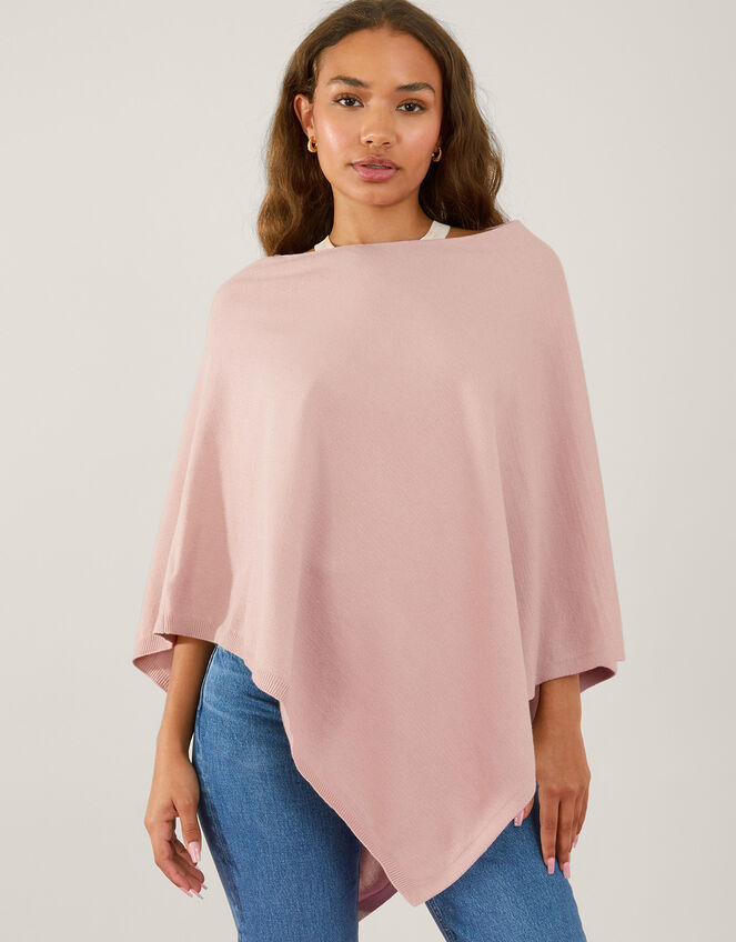 Knit Poncho, Pink (PALE PINK), large