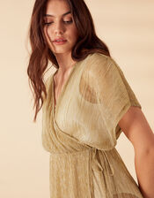 Shimmer Pleated Cover Up, Gold (GOLD), large