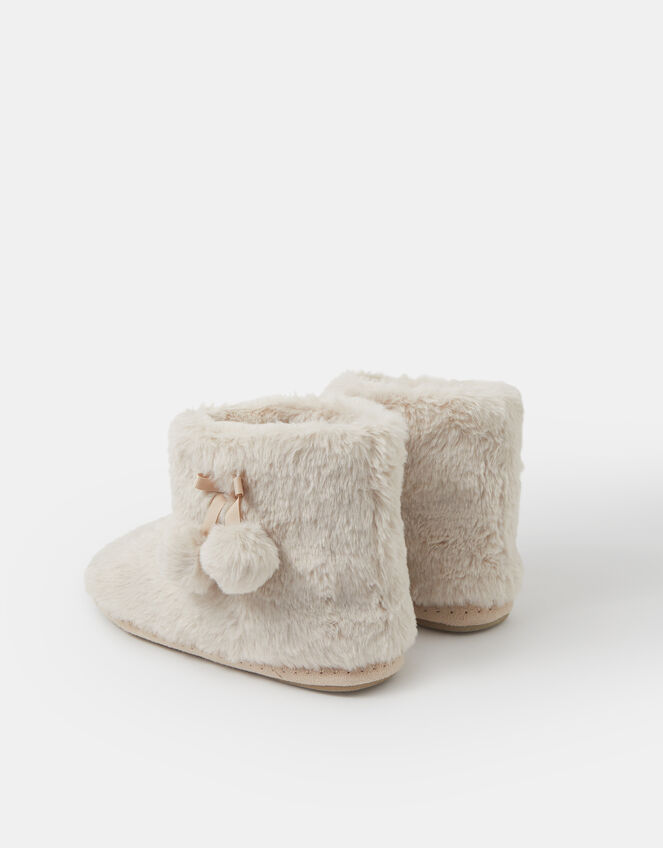 Faux Fur Boot Slippers, Natural (NATURAL), large