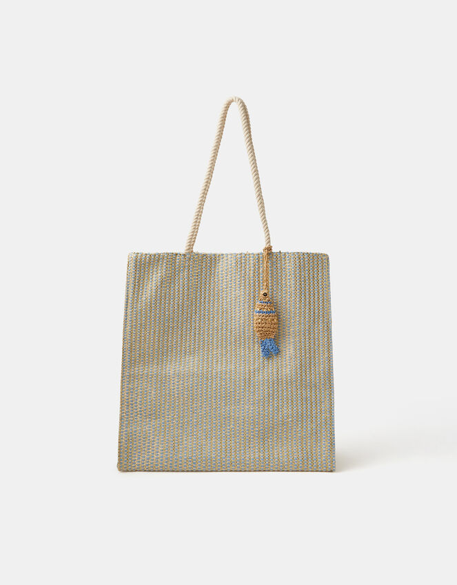 Woven Metallic Shopper Bag, , large