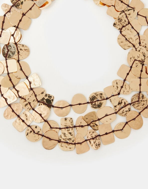 Textured Disc Layered Necklace, , large