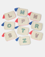 Initial Beaded Pouch, Natural (NATURAL), large