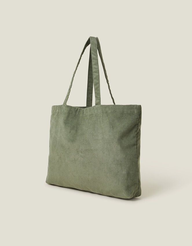 Daisy Embroidered Corduroy Shopper Bag, , large