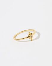 Gold Vermeil White Topaz Star Ring, Gold (GOLD), large