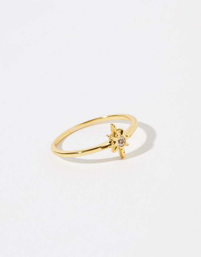 Gold Vermeil White Topaz Star Ring, Gold (GOLD), large