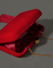 Velvet Hardcase Clutch Bag, Red (RED), large