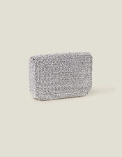Fold Over Beaded Clutch Bag, Silver (SILVER), large