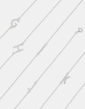 Sterling Silver Sparkle Initial Bracelet, Silver (ST SILVER), large