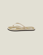 Embroidered Seagrass Flip Flops, Ivory (IVORY), large