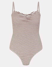 Textured Stripe Swimsuit, Camel (BEIGE), large