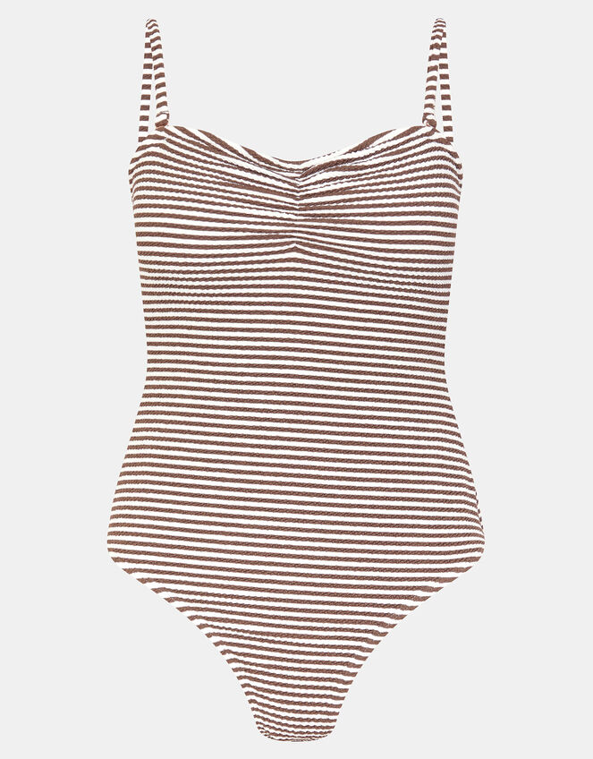 Textured Stripe Swimsuit, Camel (BEIGE), large