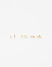 Heart and Love Stud Earring Set, , large