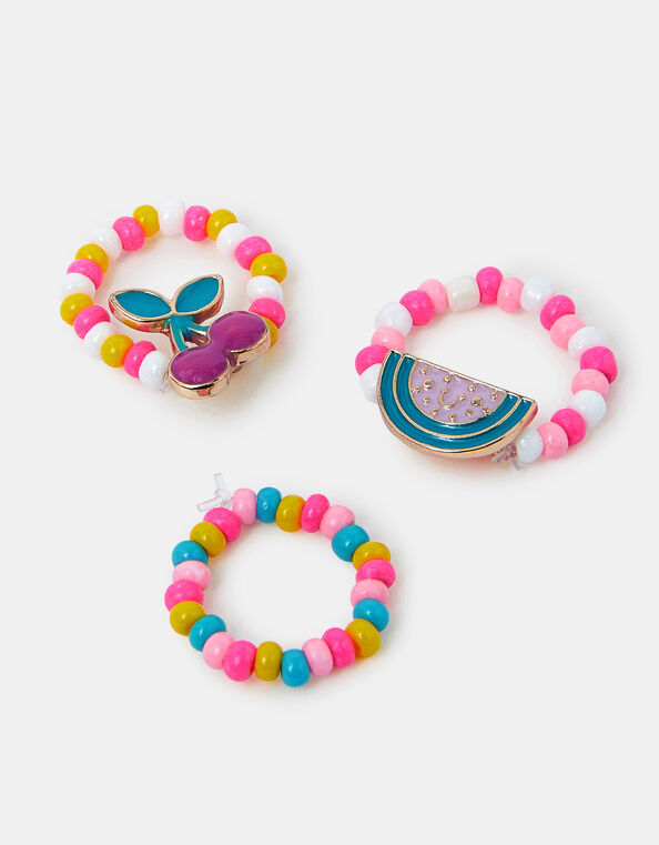 3-Pack Girls Fruit Beaded Rings, , large