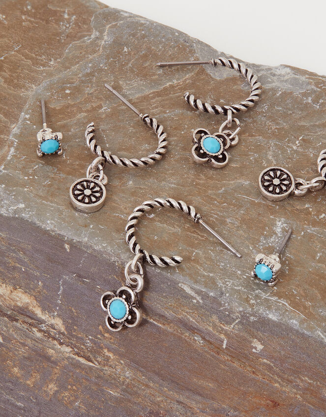 Filigree Stud and Hoop Earrings Set of Three Earrings Accessorize UK