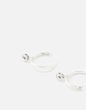 Sterling Silver Crystal Hoop Earrings, , large