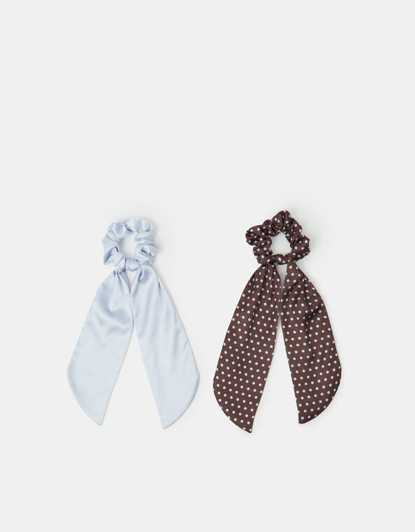 2-Pack Polka Dot Scarf Hair Scrunchies, , large