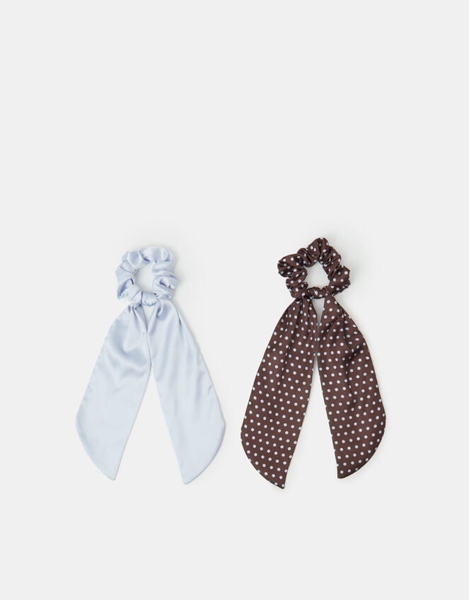 2-Pack Polka Dot Scarf Hair Scrunchies, , large