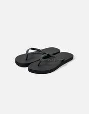 Glitter Flip Flops, Black (BLACK), large