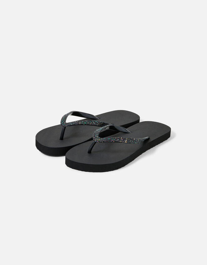 Glitter Flip Flops, Black (BLACK), large