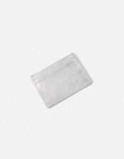 Metallic Leather Card Holder, Silver (SILVER), large