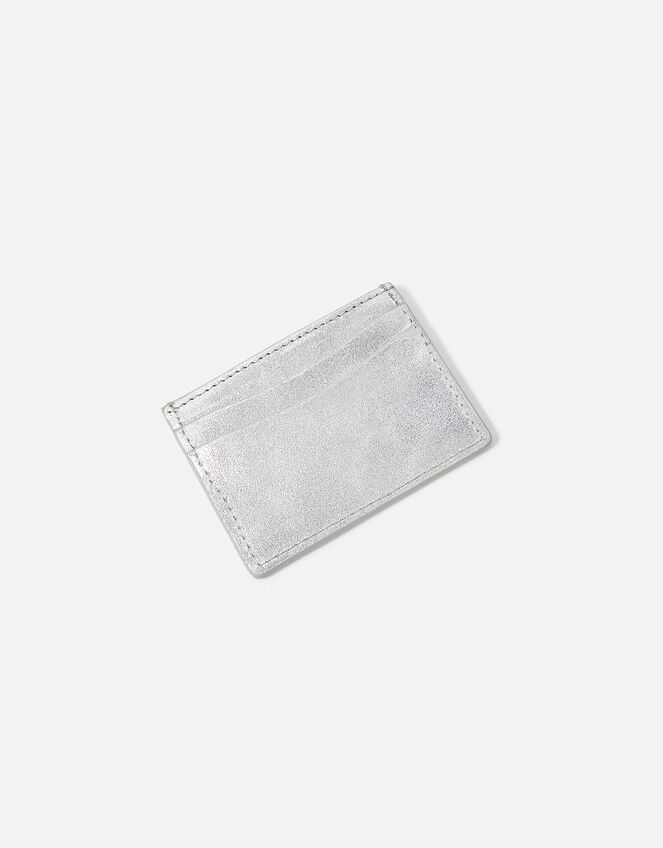 Metallic Leather Card Holder, Silver (SILVER), large