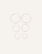 Sterling Silver Hoop Earrings Set of Three, , large