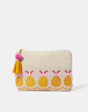 Embroidered Pineapple Make Up Bag, , large