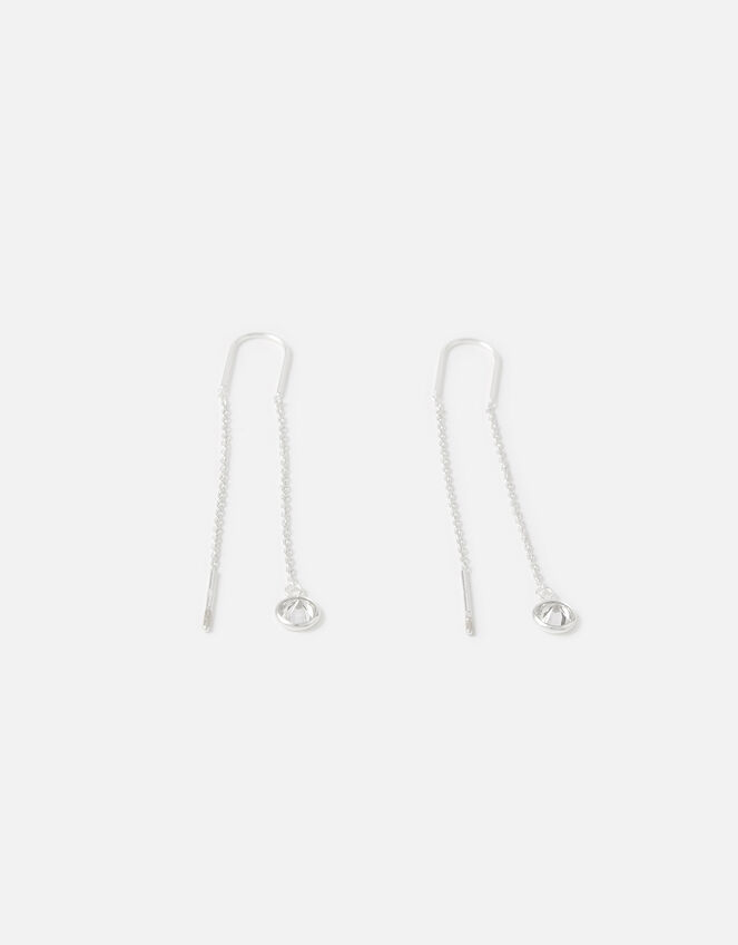 Sterling Silver Crystal Thread Earrings, , large