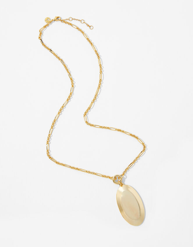 Gold-Plated Oval Pendant Necklace, , large