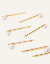 Simple Pearl Hair Slides 8 Pack, , large