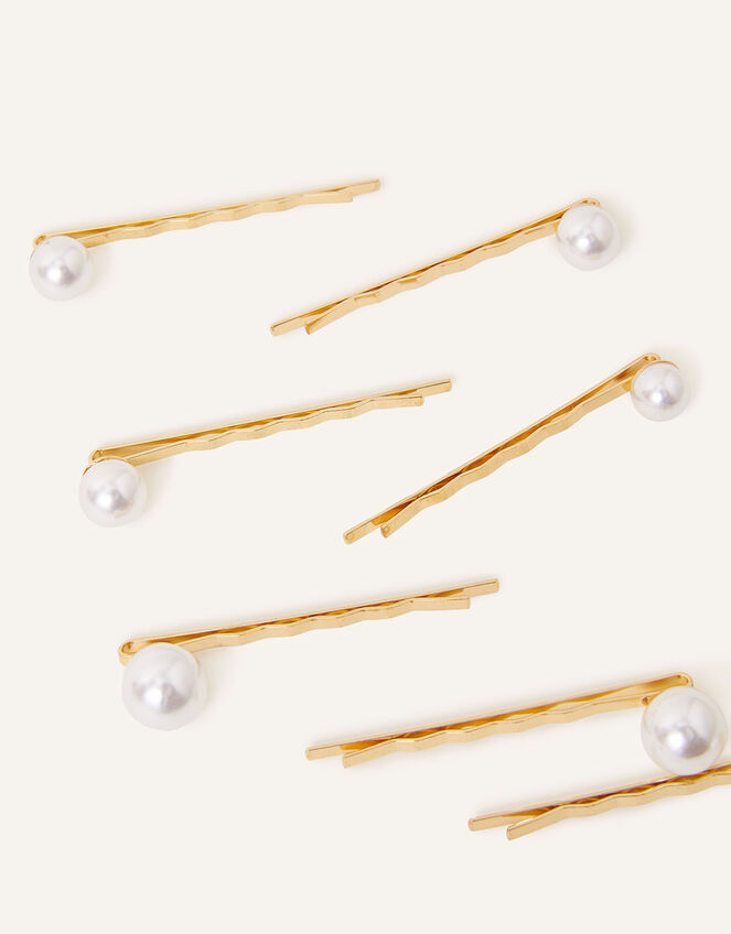 Simple Pearl Hair Slides 8 Pack, , large