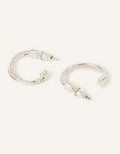 Sterling Silver-Plated Thin Twisted Hoops, , large