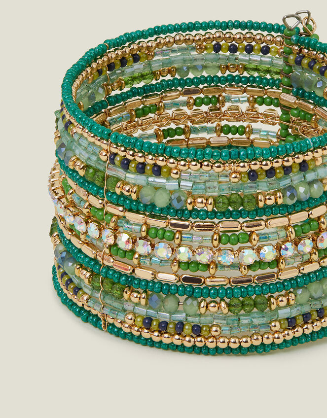 Wide Bead Embellished Cuff Bracelet, , large
