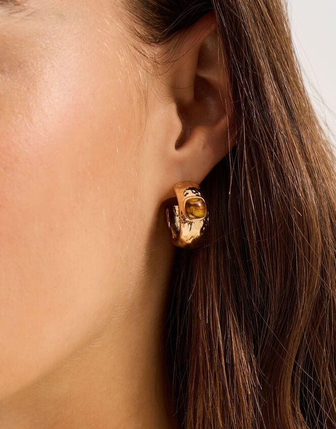 Resin Stone Hoop Earrings, , large