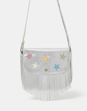 Girls Metallic Fringe Crossbody Bag, , large