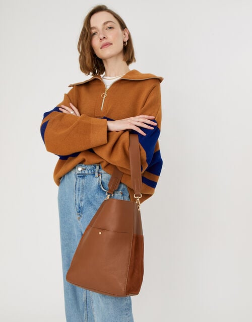 Chloe Leather Shoulder Bag , Tan (TAN), large