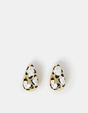 Painted Floral Drop Curve Hoops, , large