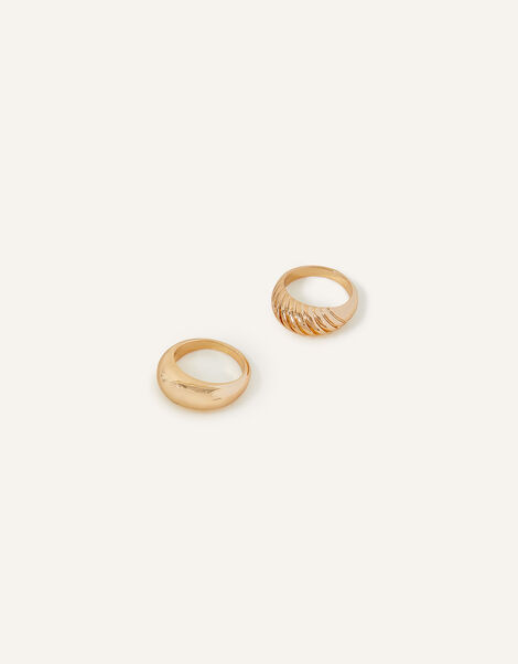 Chunky Croissant Rings Set of Two, Gold (GOLD), large